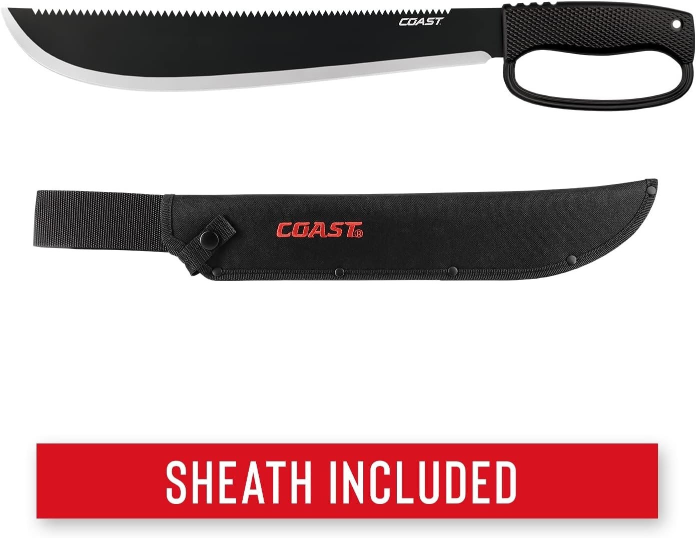 COAST® F1400 Serrated Stainless Steel Machete with 14″ Blade and Sheath Included