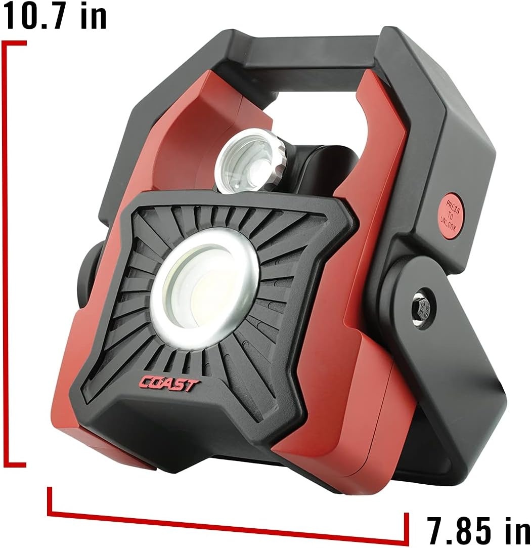Coast WLR2 2000 Lumen RECHARGEABLE-DUAL POWER LED Work Light with TRI-BEAM TWIST FOCUS and 360-Degree Swivel Light