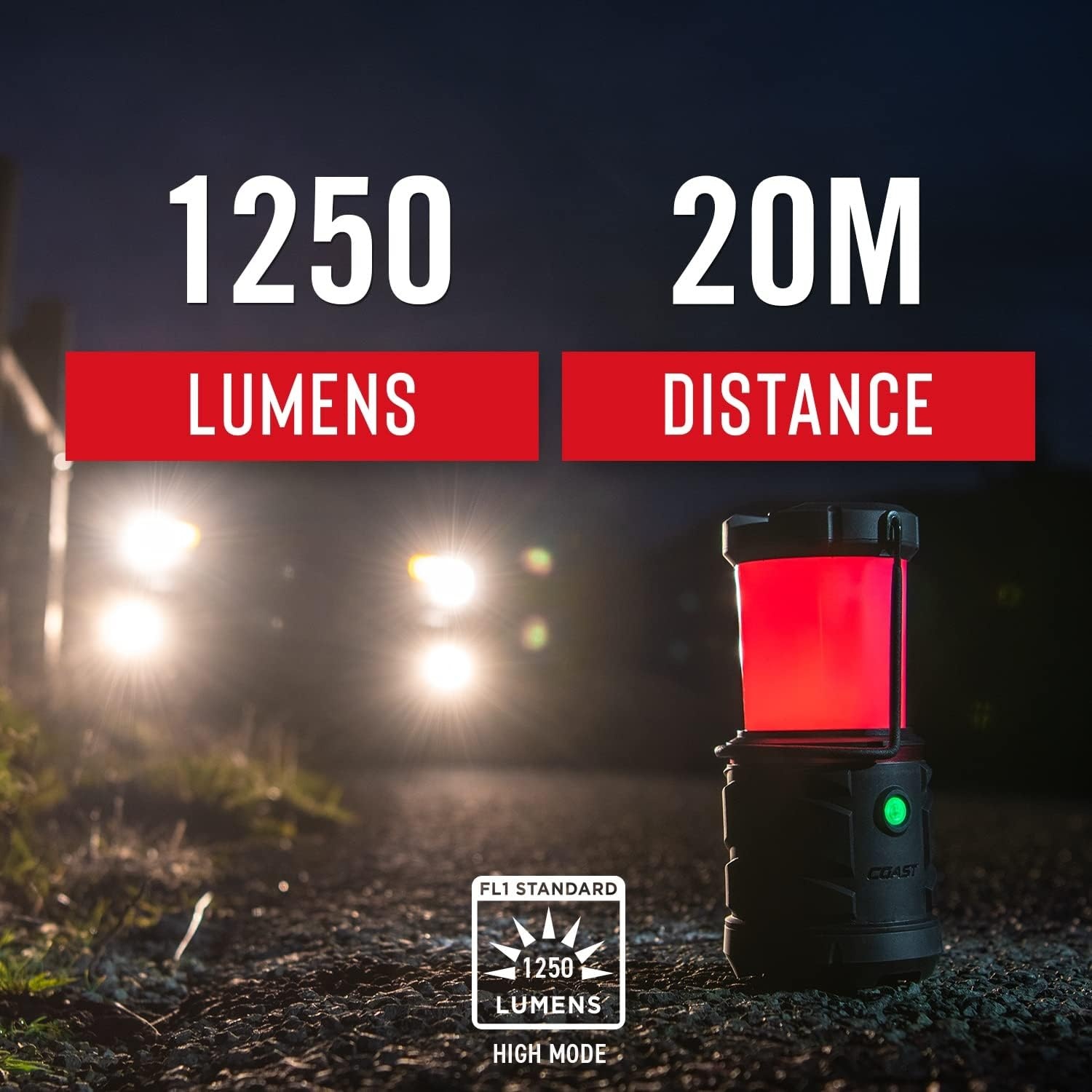 COAST EAL22 1250 Lumen Dual Color LED Emergency Light, Storm Proof, Power Bank, Durable for Outdoor & Survival – Compatible with 3 x D Batteries or ZX1010 Rechargeable Battery, Black(No Size)
