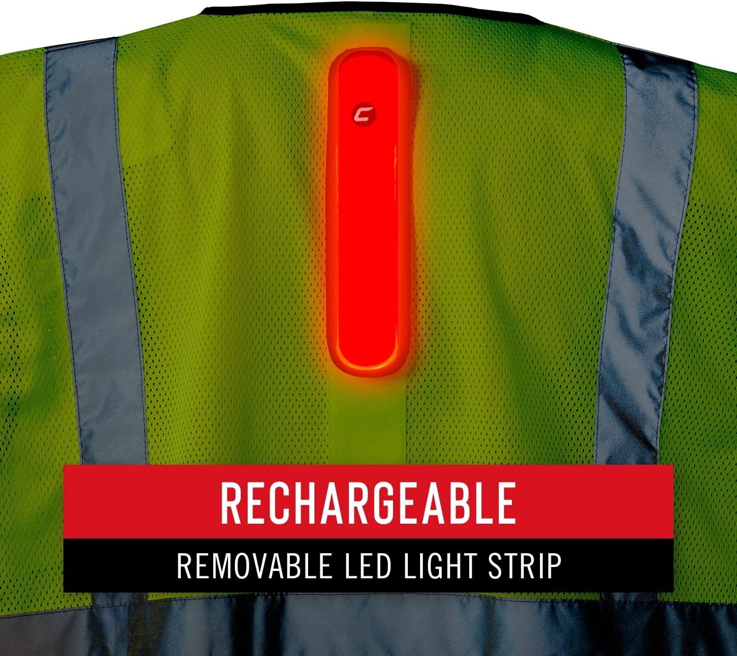 Coast SV300 Rechargeable Lighted High Visibility Safety Vest, Dual Mode, Zip Front, 2 Pockets, 2 Mic Tabs, Meets ANSI/ISEA Standards, 360 Visibility, Yellow, Extra-Large(X-Large)