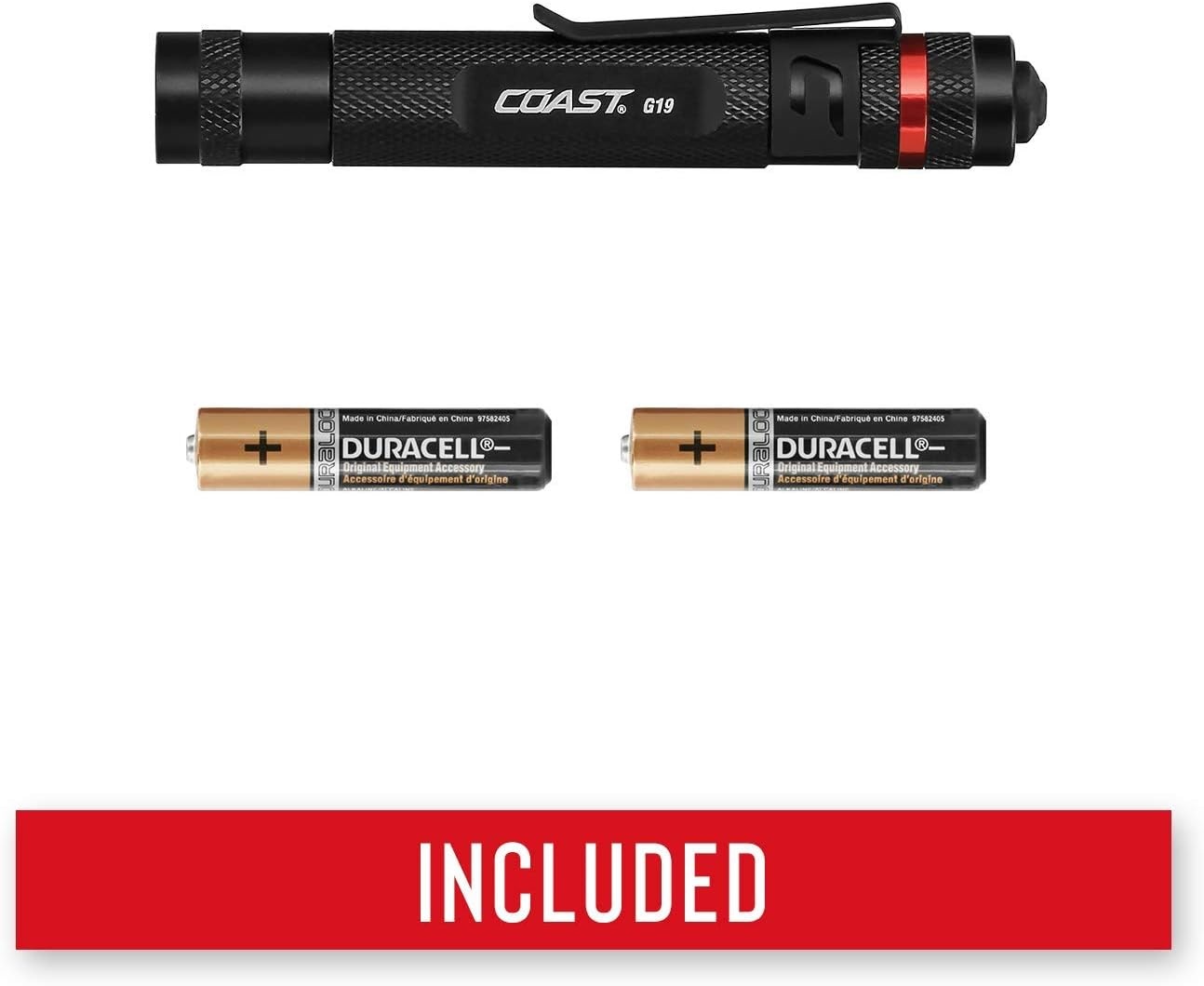 Coast® G19 54 Lumen Inspection Beam LED Penlight with Adjustable Pocket Clip and Consistent Edge-to-Edge Brightness, Black