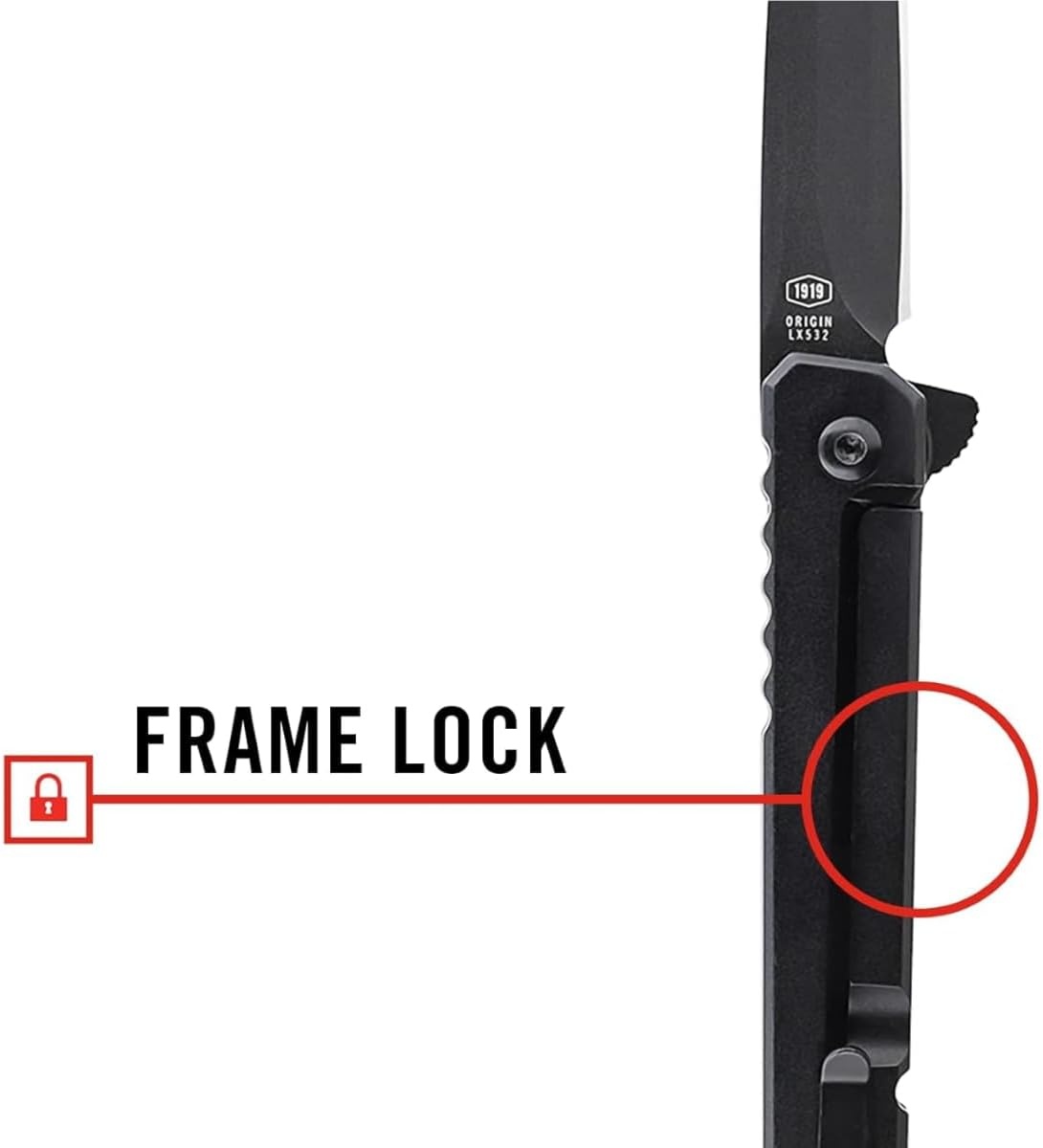 Coast Founder’s Collection ORIGIN EDC LX532 Folding Pocketknife, Flipper Tab, Frame Lock, Pocket Clip, Stainless-Steel, Black(BLACK)