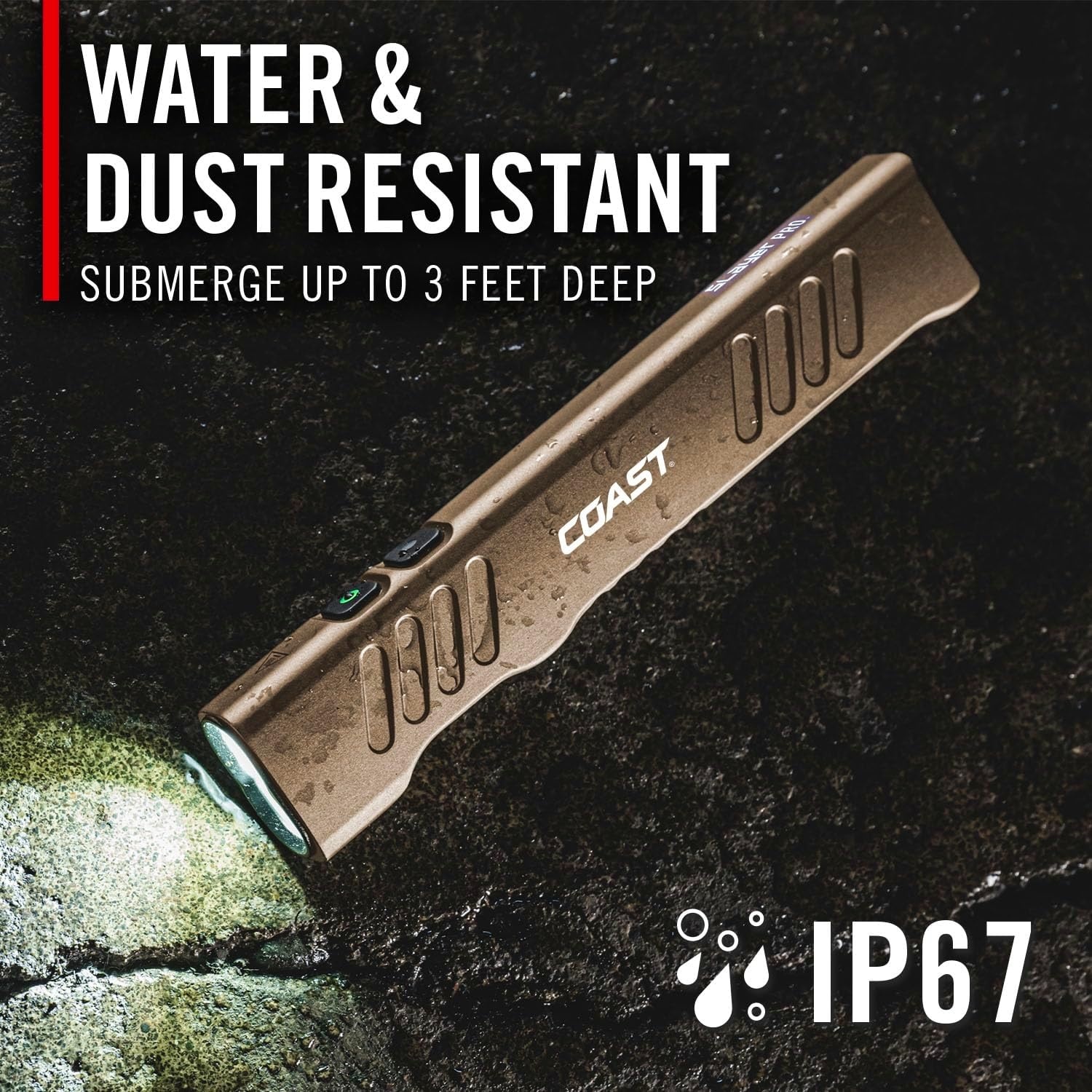 Coast Slayer 1150 Lumen USB-C Rechargeable LED Flashlight with Spot/Flood, Memory Mode and Pocket Clip, Silver(Dune)