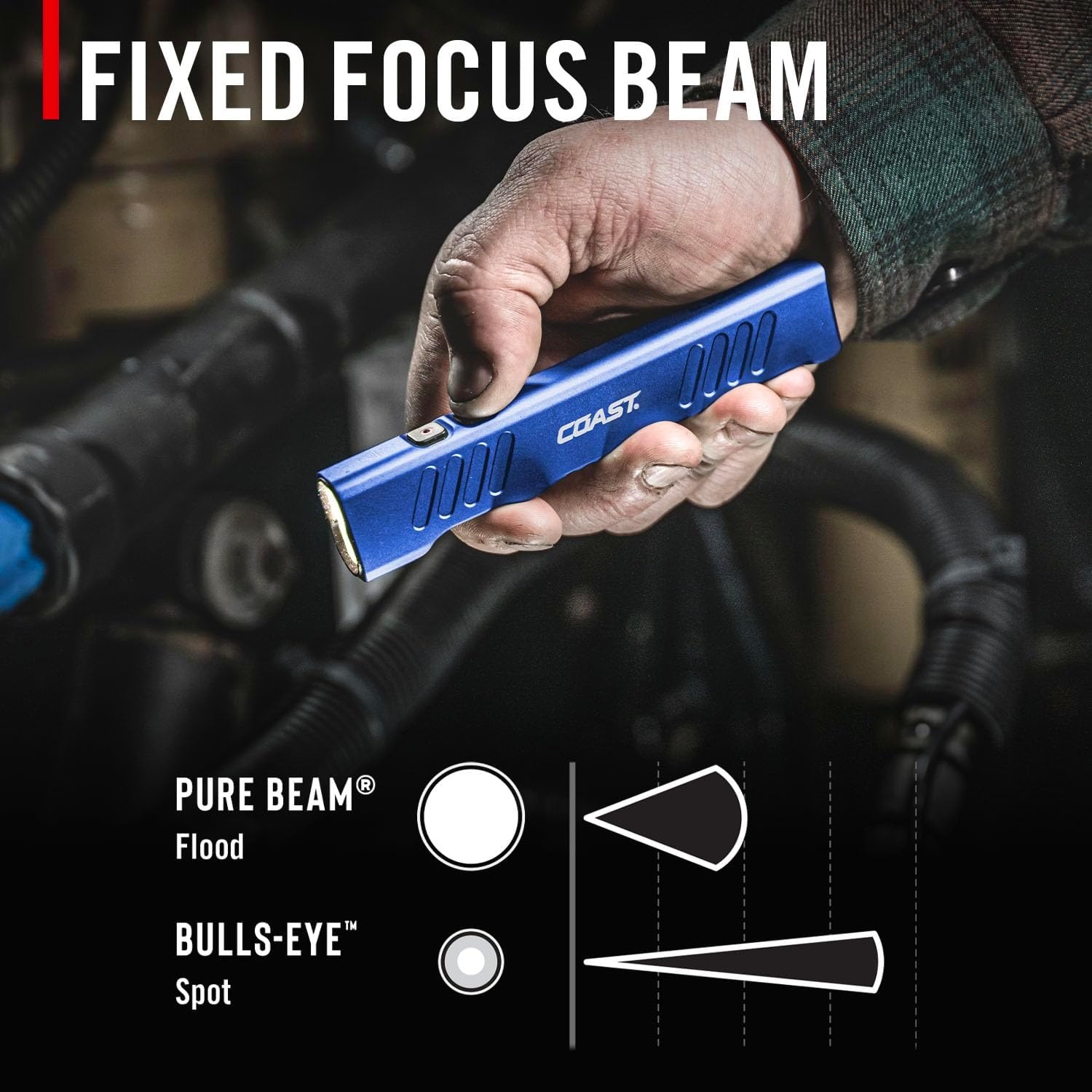 Coast Slayer 1150 Lumen USB-C Rechargeable LED Flashlight with Spot/Flood, Memory Mode and Pocket Clip, Silver(Blue)