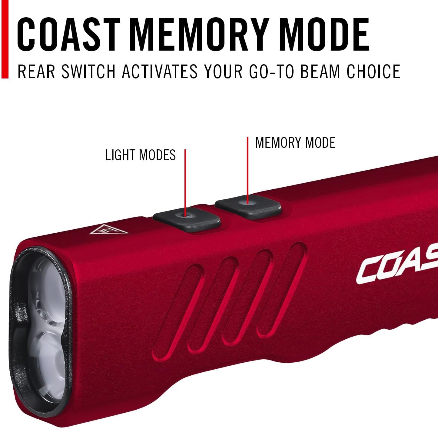 Coast Slayer 1150 Lumen USB-C Rechargeable LED Flashlight with Spot/Flood, Memory Mode and Pocket Clip, Silver(Red)