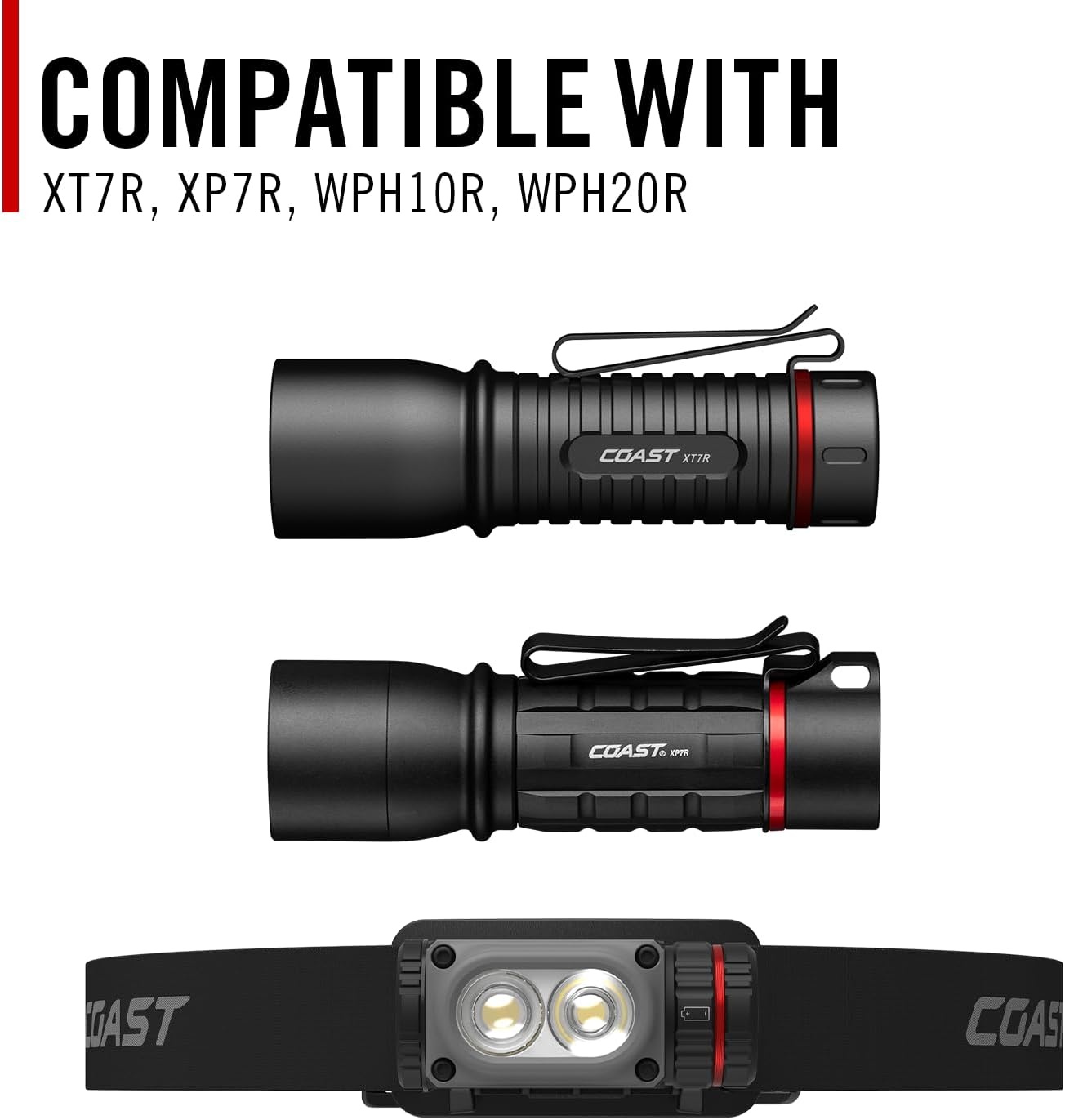 Coast ZX440 Lithium-Ion Rechargeable Battery with Battery Charge Indicator and Overcharge Protection, USB-C ***ONLY Compatible XT7R and XP7R Flashlights***