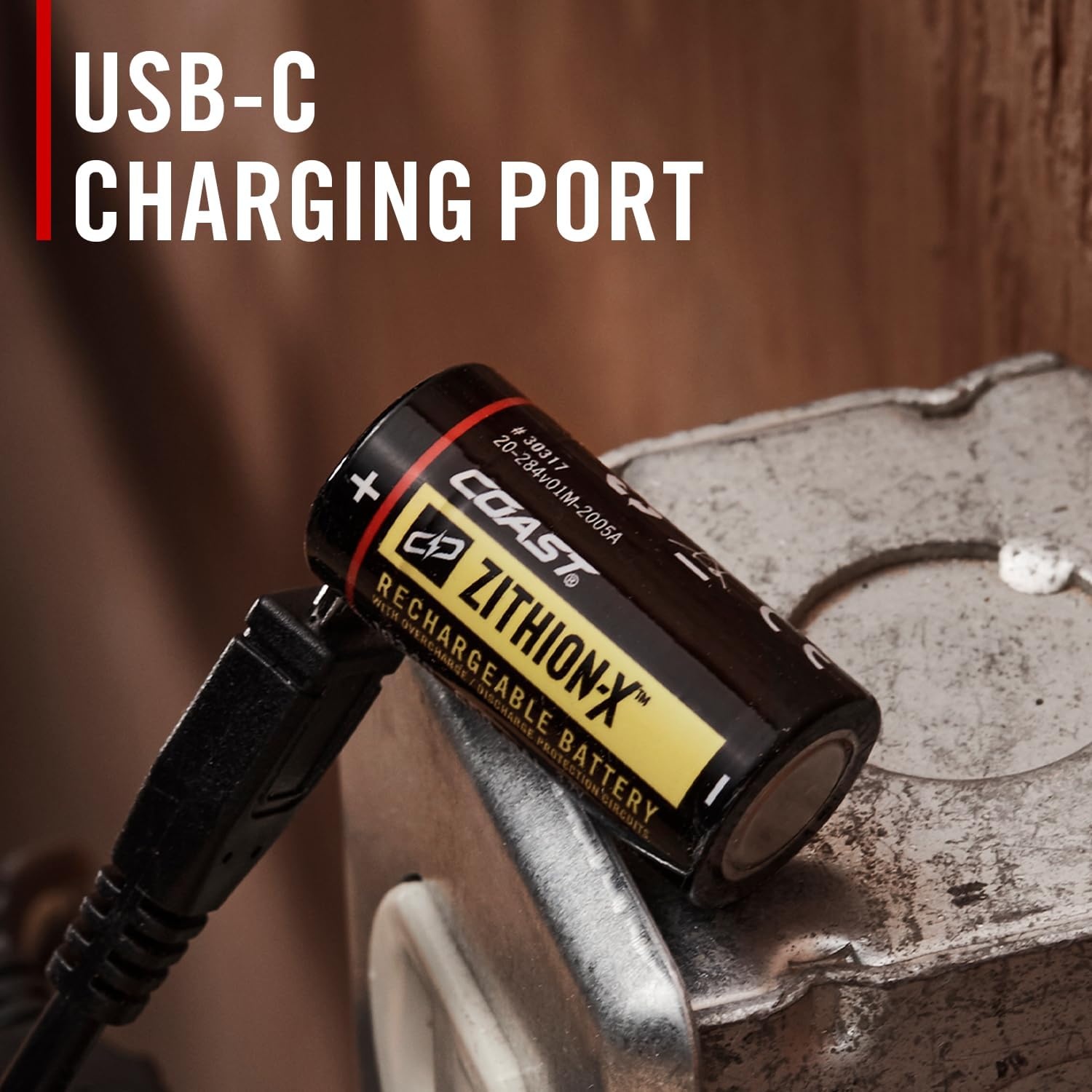 Coast ZX440 Lithium-Ion Rechargeable Battery with Battery Charge Indicator and Overcharge Protection, USB-C ***ONLY Compatible XT7R and XP7R Flashlights***