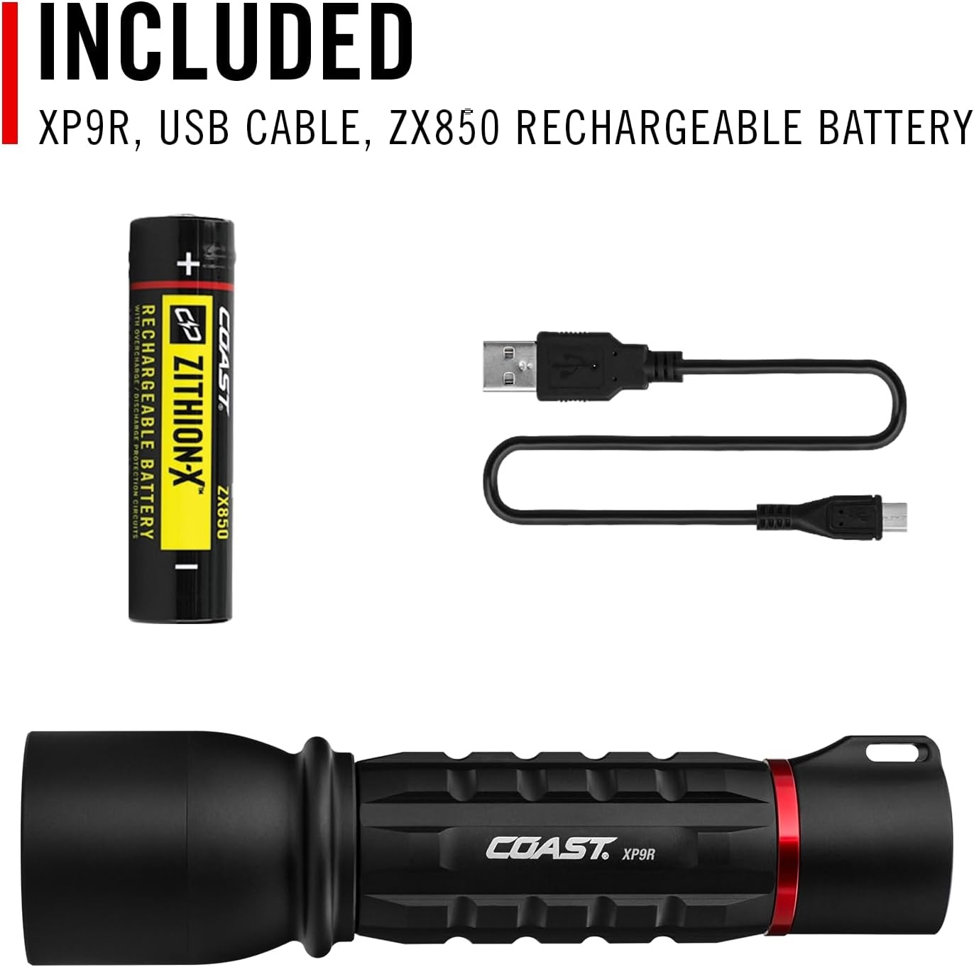 Coast XP9R 1200 Lumen USB-C RECHARGEABLE-DUAL POWER LED Flashlight With PURE BEAM SLIDE FOCUS And Top Grade Aluminum Build(FLASHLIGHT)