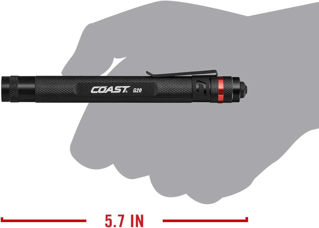 Coast HL45 400 Lumen Dual Color (White/Red) LED Headlamp, Battery and Hardhat Clips Included(1 Count (Pack of 1))