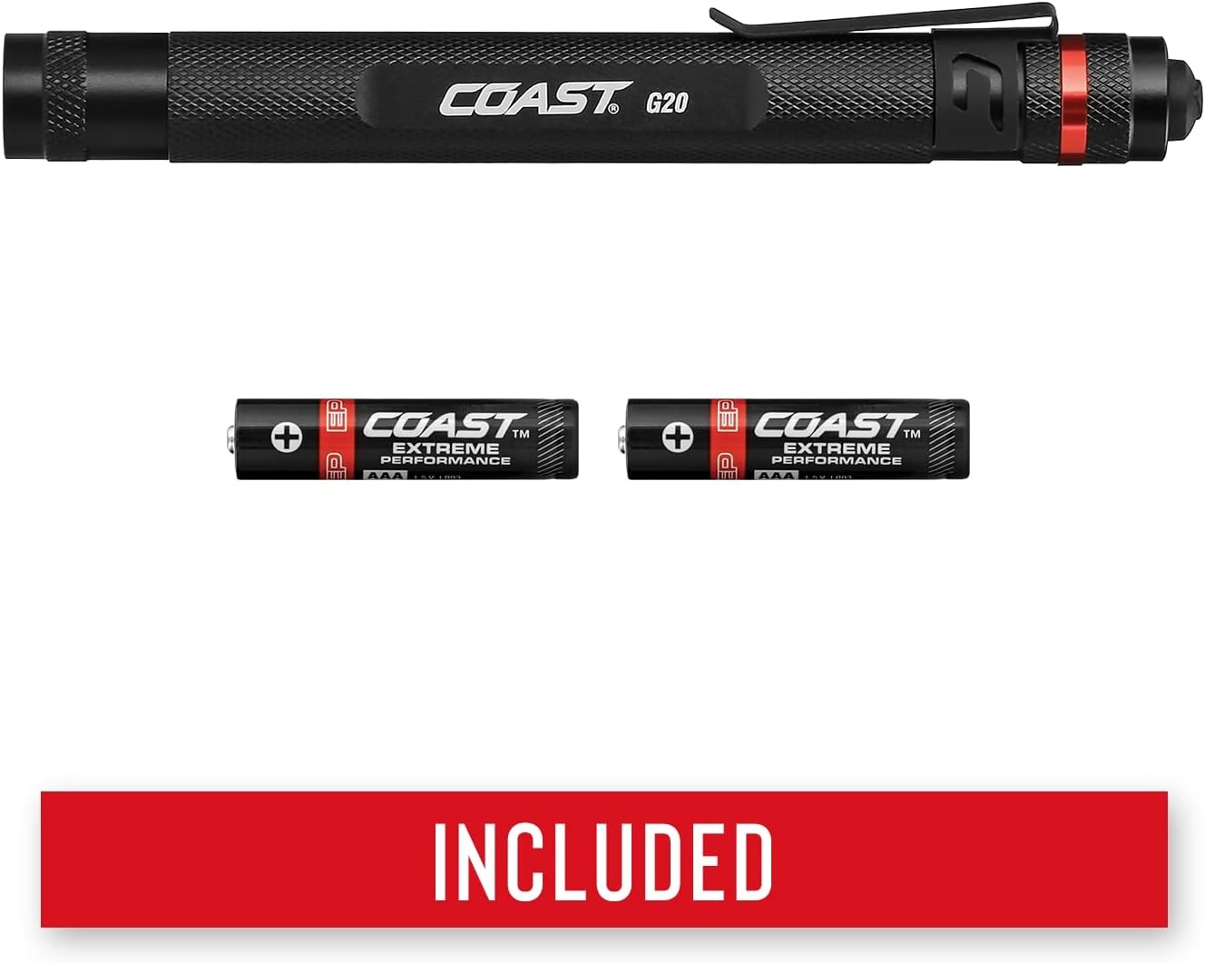 Coast G20 Inspection Beam LED Penlight with Adjustable Pocket Clip and Consistent Edge-To-Edge Brightness, Black, 54 lumens,1 Pack(Black)