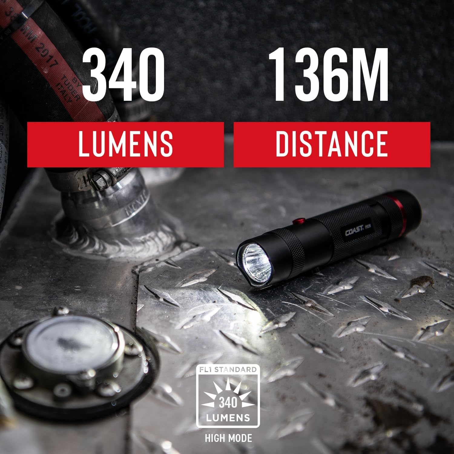 Coast PX20 Dual Color 315 Lumen LED Flashlight, Black