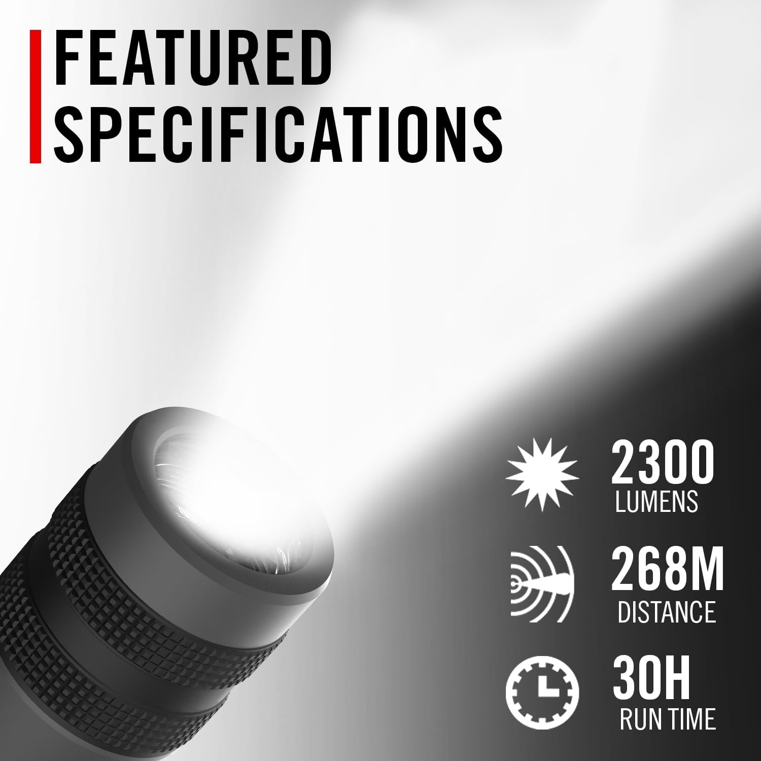Coast GX30 2300 Lumen Waterproof Alkaline and Rechargeable Dual Power LED Flashlight with Twist Focus, Anti-Roll Cap and Textured Handle, 6 x AA Batteries Included (length 8.5 inches)