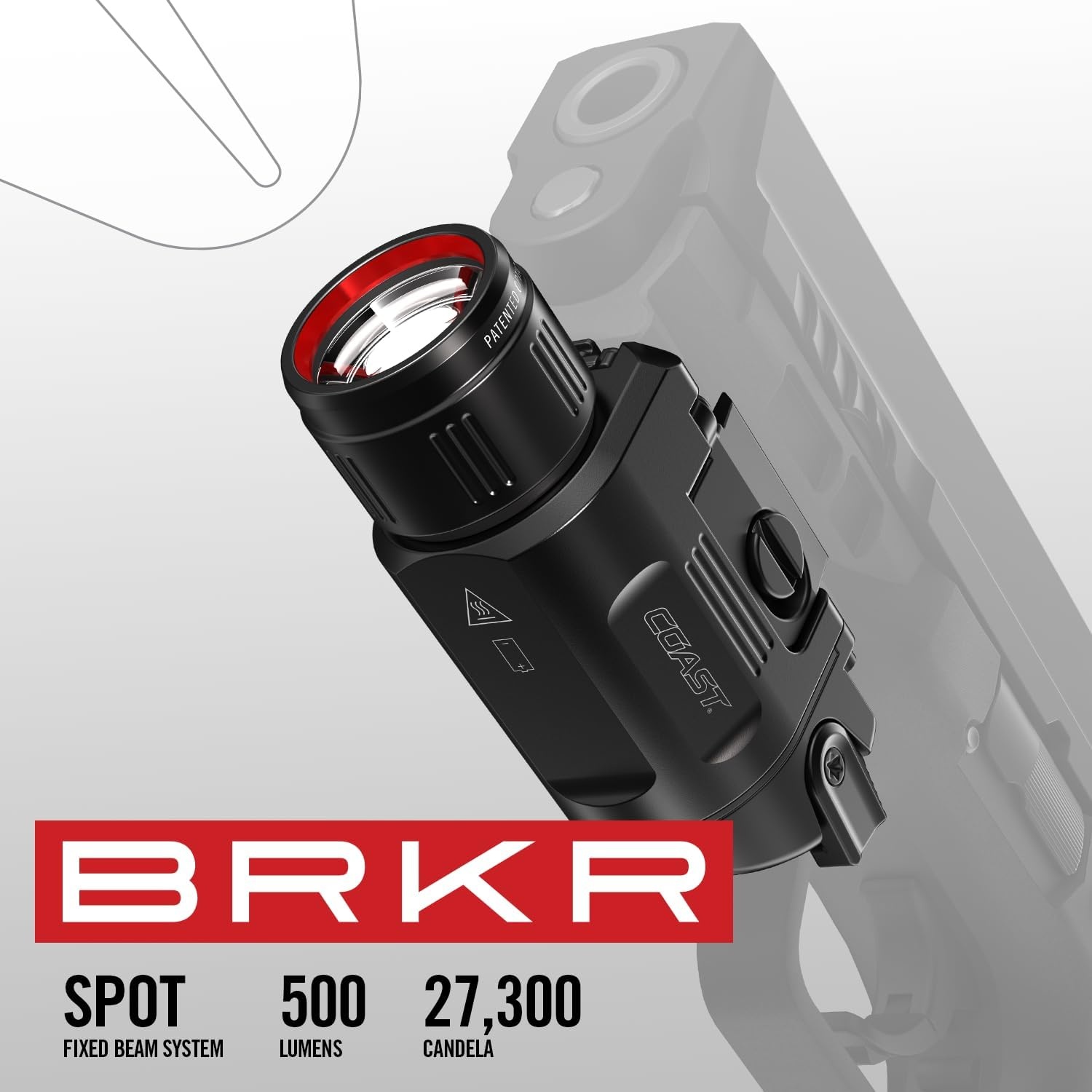 Coast PTX30R 500 Lumen USB-C Rechargeable LED Tactical Weapon Light with Tool-Free Universal/Picatinny Mounting System, and Spot Beam – IP54 Rating
