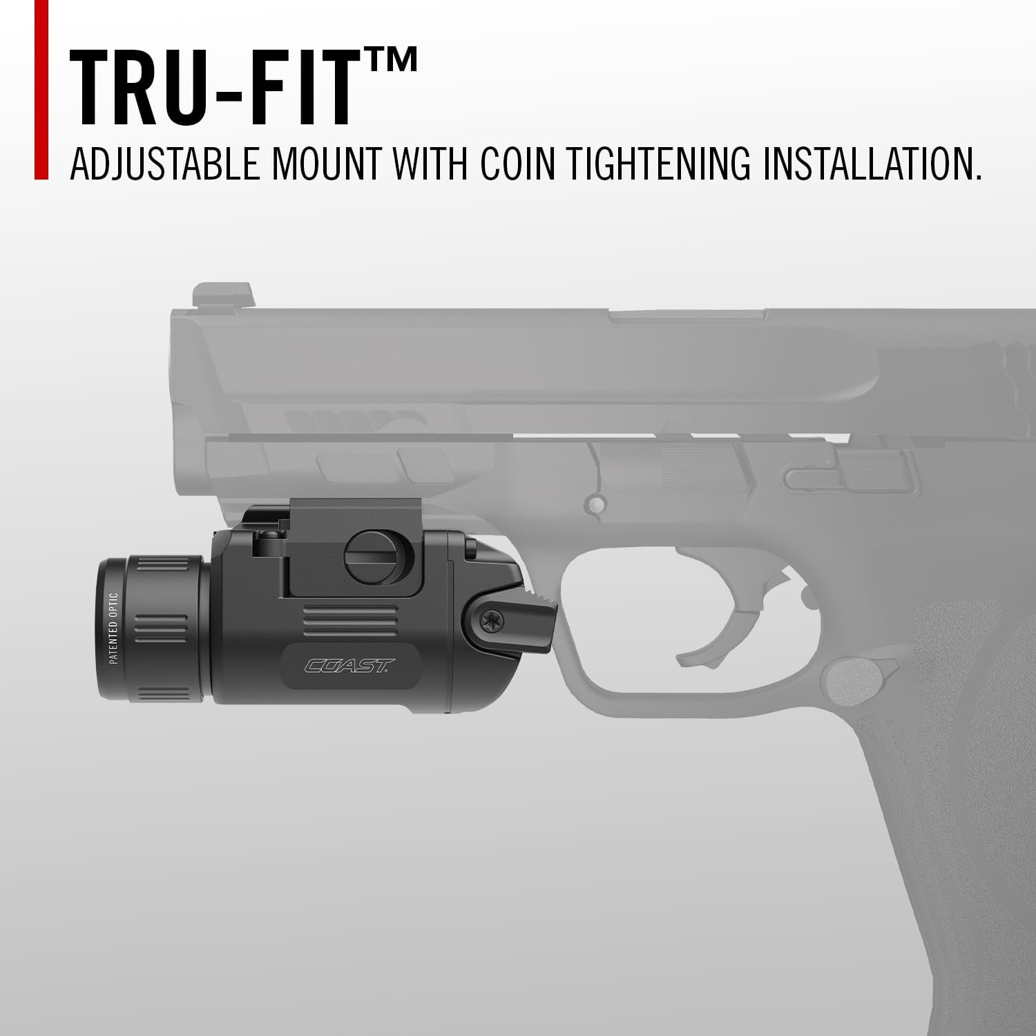 Coast PTX30R 500 Lumen USB-C Rechargeable LED Tactical Weapon Light with Tool-Free Universal/Picatinny Mounting System, and Spot Beam – IP54 Rating