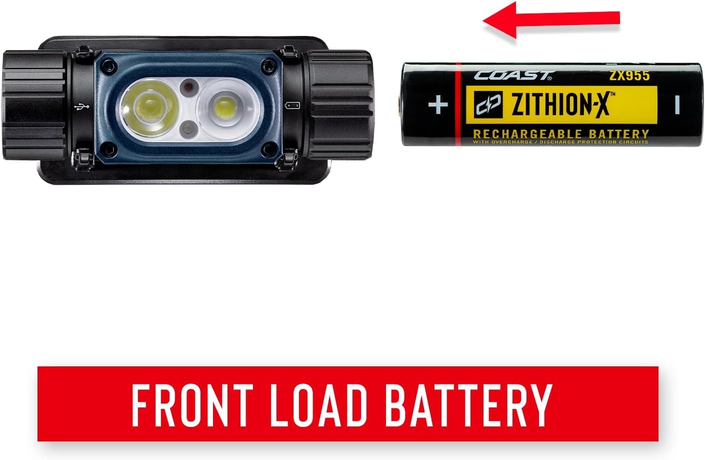 Coast WPH34R 2000 Lumen Waterproof Ultra Bright IP68 USB Rechargeable-Dual Power Headlamp, 6 Modes with Spot and Flood Beams, Blue/Black(Black/Blue)