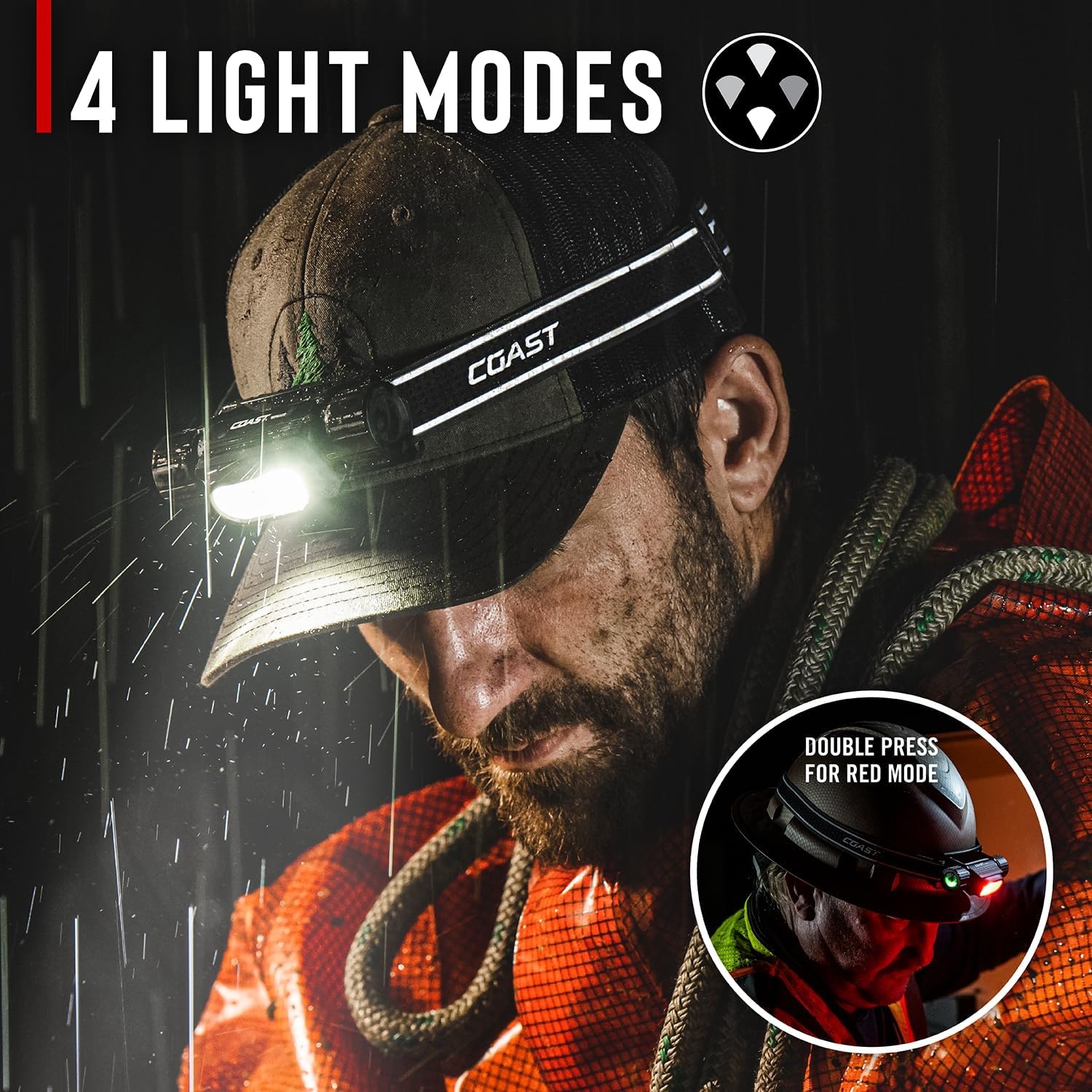 Coast WPH30R 1500 Lumen Waterproof Ultra Bright IP68 USB Rechargeable-Dual Power Headlamp, 5 Modes with Spot and Flood Beams, Blue/Black(Flashlight)